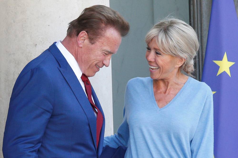 Brigitte Macron et Schwarzenegger © GEOFFROY VAN DER HASSELT AFP