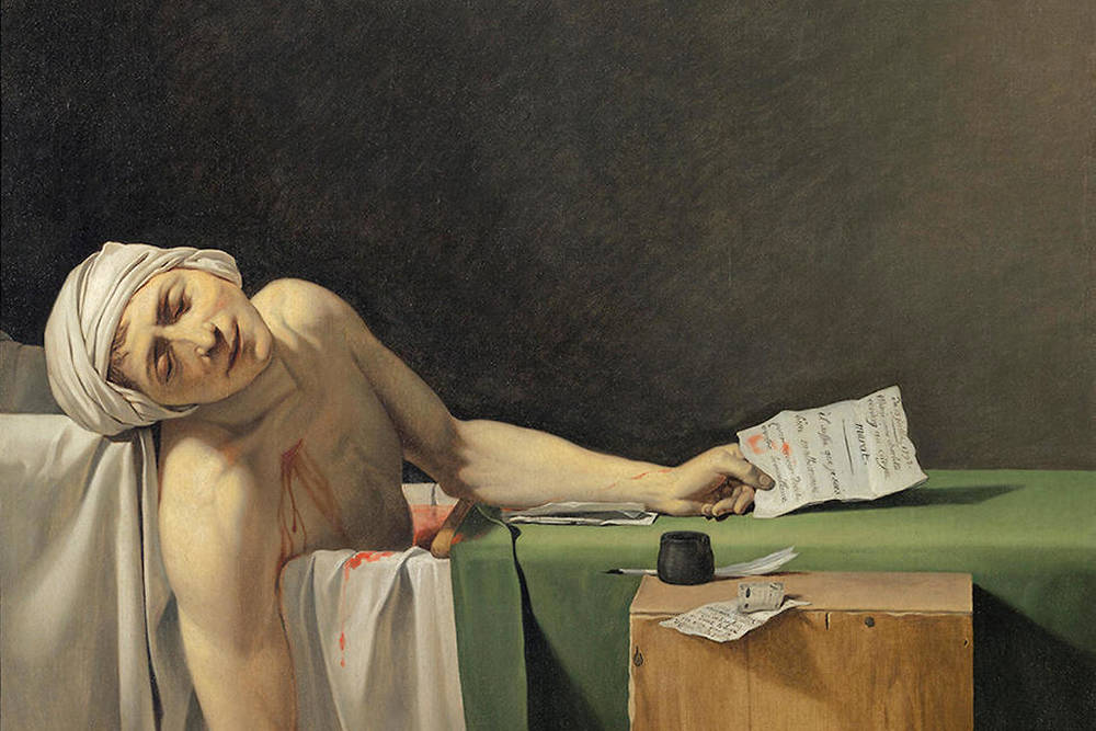 "Marat assassiné" par (atelier) Jacques-Louis David (1794)