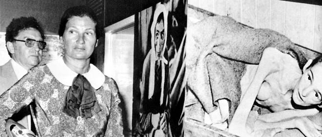 Implacable. Simone Veil au memorial de l'Holocauste a Tel-Aviv, le 31 aout 1975. Lors d'un debat des "Dossiers de l'ecran", Simone Veil rappela avec une clarte salubre que les bons sentiments ne regnaient pas dans les camps, mais l'humiliation et la cruaute.