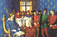 Philippe le Bel reçoit l'hommage du roi d'Angleterre Édouard Ier. 