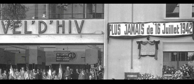 Commemoration de la rafle du Vel' d'Hiv, le 16 juillet 1956, a Paris.