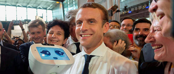Le modele start-up. Emmanuel Macron au Salon Viva Technology, a Paris, le 15 juin.