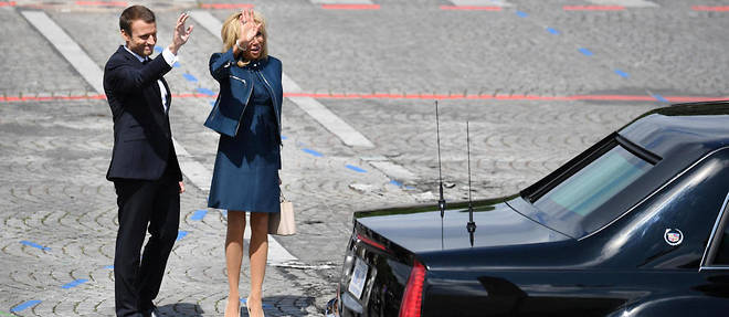 Brigitte Macron lors du defile du 14 Juillet.