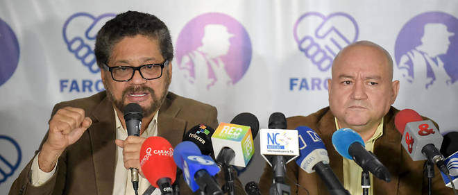 Les dirigeants des Farc Ivan Marquez (a gauche) et Carlos Lozada (a droite) ont annonce le lancement de leur parti le 24 juillet dernier.