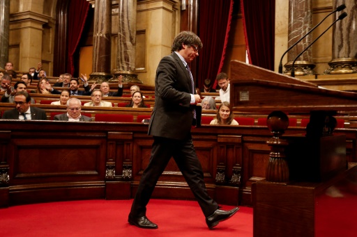 Le président du gouvernement catalan, Carles Puigdemont, le 7 septembre 2017 à Barcelone © PAU BARRENA AFP