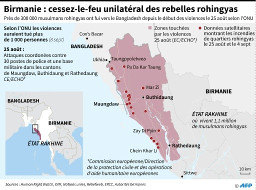 Birmanie : cessez-le-feu unilatéral des rebelles rohingya © Gal ROMA AFP