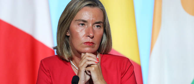 Federica Mogherini, la Haute Representante europeenne pour les Affaires etrangeres et la Securite en aout 2017 a Paris. C'est elle qui avait annonce en juin 2017 a Bamako la promesse de l'UE de verser 50 millions d'euros pour la Force conjointe du G5 Sahel.