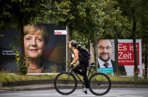 Affiches électorales dans les rues de Berlin, le 17 septembre 2017 © Odd ANDERSEN AFP