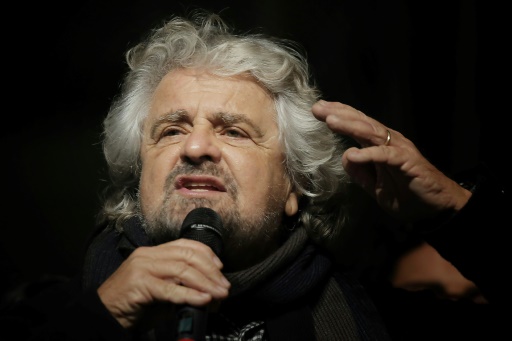 Beppe Grillo, leader du Mouvement 5 Etoiles, le 2 décembre 2016 à Turin, en Italie © MARCO BERTORELLO AFP/Archives
