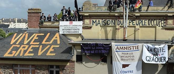 Des manifestants contre la reforme du travail du gouvernement Valls, a Rennes, en 2016.
