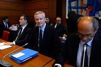 Gérald Darmanin, Bruno Le Maire et Éric Woerth en commission des Finances de l'Assemblée, mercredi.   ©ERIC PIERMONT