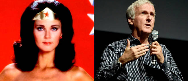A gauche : Lynda Carter dans la serie Wonder Woman (1975). A droite : James Cameron en 2014.