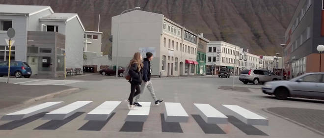 Une ville islandaise teste un passage pieton en trois dimensions.