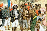 L'explorateur français Pierre Savorgnan de Brazza (1852-1905) lors de son dernier voyage au Congo. Illustration parue dans 