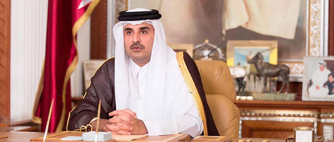 L'emir du Qatar le sheikh Tamim bin Hamad al-Thani lors d'une alocution televisee le 22 juillet dernier.