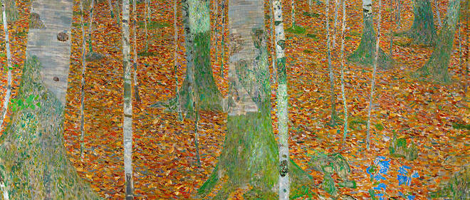 Profondeur. "For&#234;t de bouleaux" (d&#233;tail) de Gustav Klimt (1903)