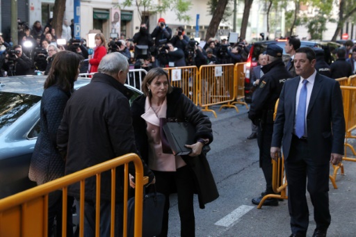 La présidente indépendantiste du Parlement régional de Catalogne Carme Forcadell arrive à la Cour suprême de Madrid, le 9 novembre 2017 © STR AFP