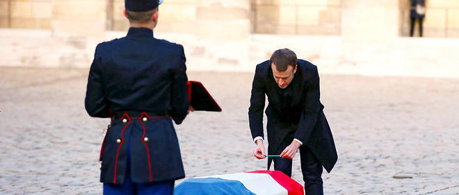 "Gratitude". Le pr&#233;sident Macron lors de l'hommage national &#224; Jean d'Ormesson, le 8 d&#233;cembre.