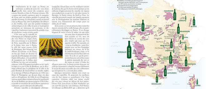 La page "vin" de l'Atlas Gastronomique de la France par Jean-Robert Pitte