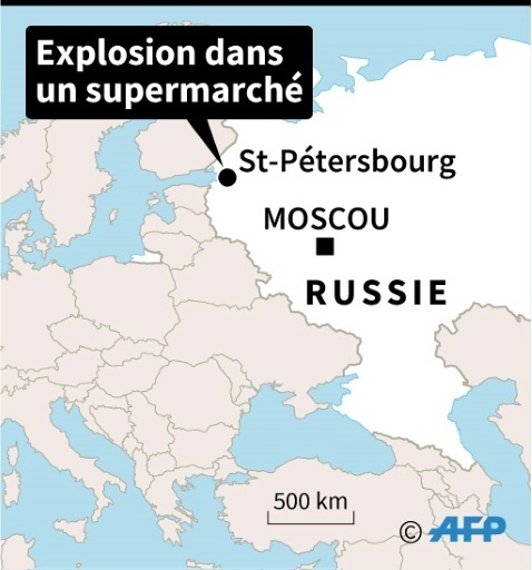 Plusieurs personnes ont été blessées mercredi dans une explosion dans un supermarché de Saint-Pétersbourg (nord-ouest de la Russie) © Sabrina BLANCHARD AFP