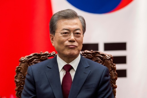 Le président sud-coréen Moon Jae-In, le 14 décembre 2017 à Pékin © Nicolas ASFOURI, NICOLAS ASFOURI POOL/AFP/Archives