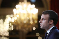  Emmanuel Macron lors de ses vœux à la presse le 3 janvier 2017.  ©LUDOVIC MARIN