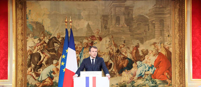 Emmanuel Macron lors de ses v&#339;ux &#224; la presse le 3 janvier 2018.