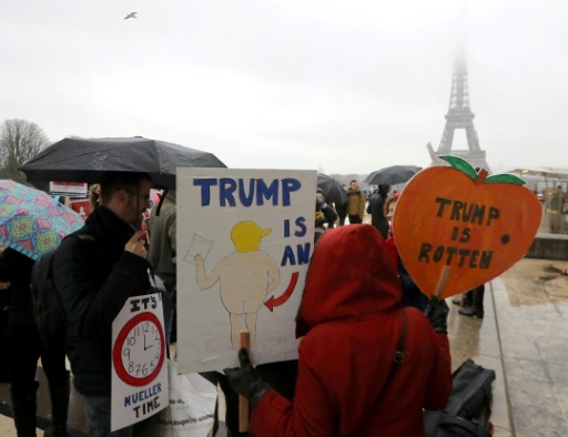Manifestation pour défendre les droits des femmes et s'opposer au président américain Donald Trump, le 21 janvier 2018 à Paris © JACQUES DEMARTHON AFP