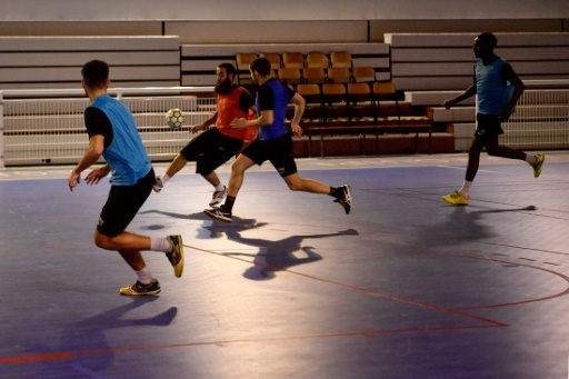 Joueurs de Futsal au Acces FC de Villeneuve-La-Garenne, le 18 janvier 2018 © Christophe SIMON AFP