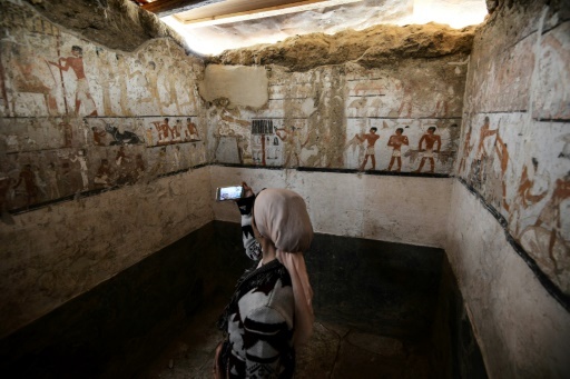 Tombe d'une prêtresse de l'ancien empire dévoilée le 3 février 2018 au sud du Caire © MOHAMED EL-SHAHED AFP