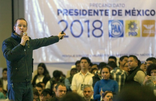 Ricardo Anaya, candidat du Parti action nationale, pendant un meetin à Monterrey le 3 février 2018  © Julio Cesar AGUILAR AFP/Archives