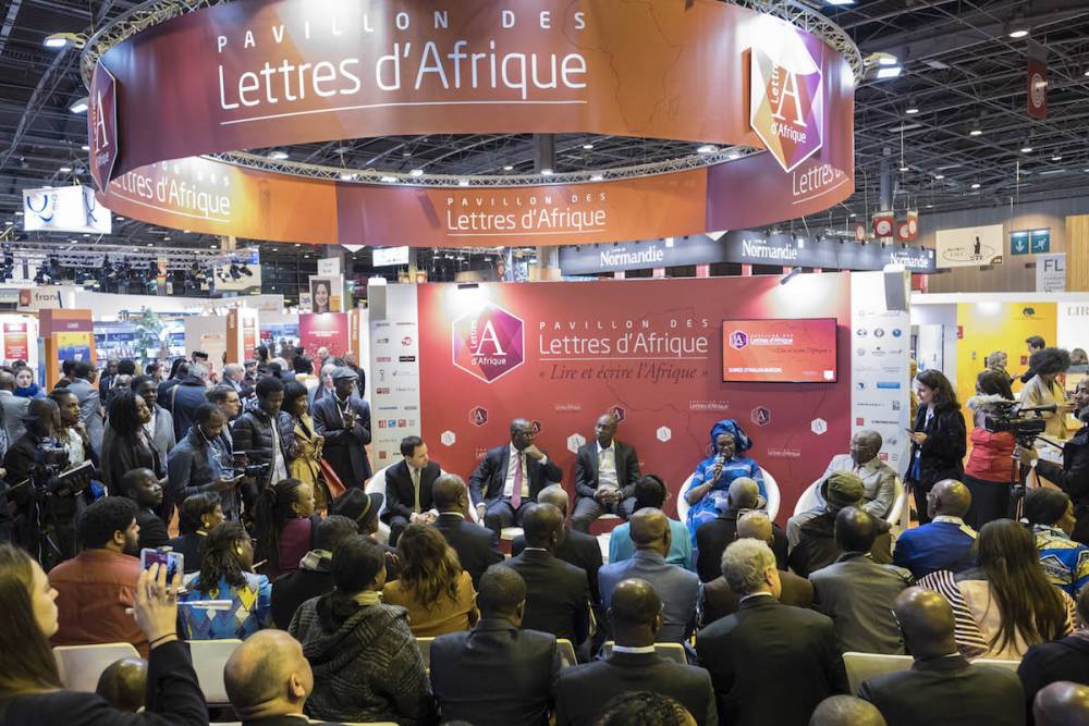 Inauguration du Pavillon des Lettres d'Afrique au coeur du Salon du livre de Paris à Porte de Versailles, le 23 mars 2017.  ©  William Alix / AFP