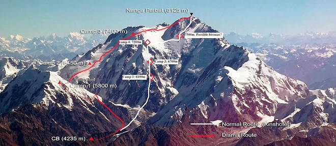 Carte du massif du Nanga Parbat.