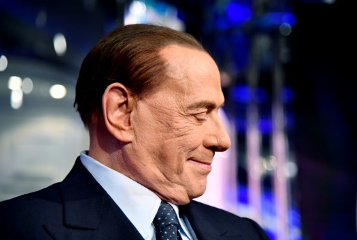 Silvio Berlusconi, le chef du parti de centre droit Forza Italia, à Rome avant une émission de télévision, le 2 mars 2018 © Alberto PIZZOLI AFP