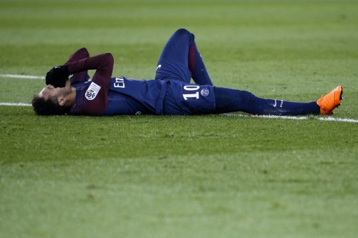 Neymar blessé lors du match PSG-Marseille le 25 février 2018 © GEOFFROY VAN DER HASSELT AFP/Archives
