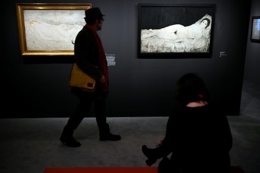 Le "Nu allongé" du peintre Foujita exposé au musée Maillol de Paris à partir du 6 mars 2018 © Lionel BONAVENTURE AFP