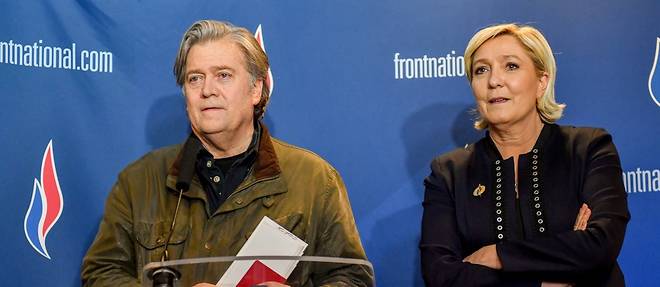 Steve Bannon et Marine Le Pen, le 10 mars 2018.