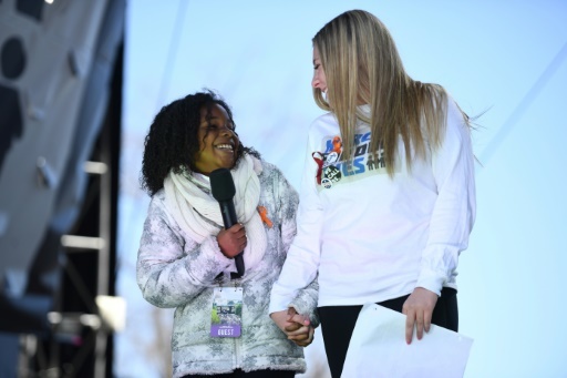 Agée de 9 ans, la petite fille de Martin Luther King a lancé le 24 mars 2018 à Washington un appel contre les armes à feu © JIM WATSON AFP