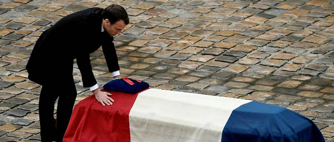 Le president Emmanuel Macron lors de l'hommage a Arnaud Beltrame. 