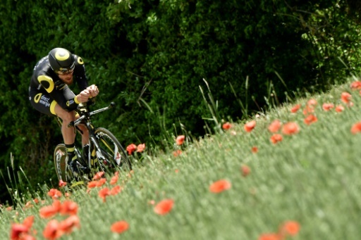 Adrien Petit lors du contre-la-montre de la 4e étape du Critérium du Dauphiné, entre La Tour-du-Pin et Bourgoin-Jallieu, le 7 juin 2017 © PHILIPPE LOPEZ AFP/Archives