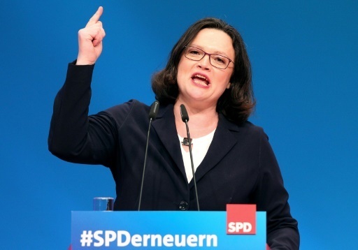 Andrea Nahles, premiere femme a la tete des sociaux-democrates allemands