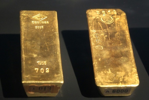 Des lingots d'or appartenant à l'Allemagne exposés au siège de la "Bundesbank" à Francfort le 10 avril 2018 © Daniel ROLAND AFP