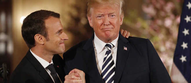  Emmanuel Macron et Donald Trump lors de la visite d'État du président français à Washington.    (C) 