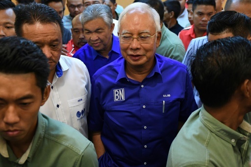 Le Premier ministre sortant en Malaisie Najib Razak s'adresse aux journalistes à Kuala Lumpur le 10 mai 2018 © MOHD RASFAN AFP