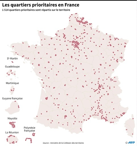 Les quartiers prioritaires en France © Sophie RAMIS AFP