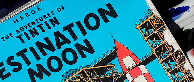 Les deux dessins de 32,2 x 50 cm et de 30,7 x 47,7 cm, r&#233;alis&#233;s en 1957, repr&#233;sentent la page 58 du 19e album des aventures de Tintin. (Image d'illustration)
