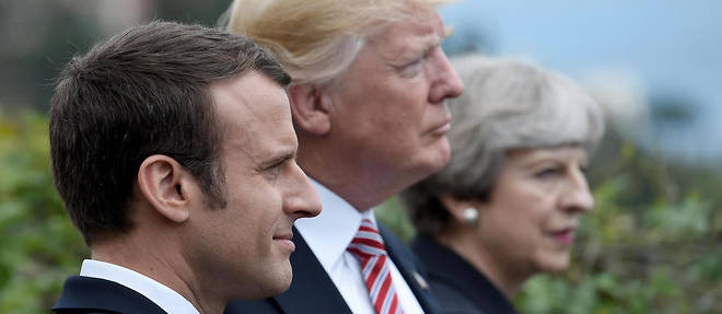 Emmanuel Macron, Donald Trump et Theresa May, le 14 avril 2018.