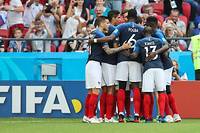  La joie de l'équipe de France de football, victorieuse face à l'Argentine (4-3) au terme d'un match très spectaculaire.   ©William Volcov