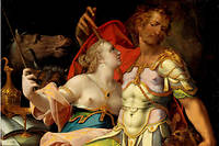  << Ulysse et Circe la magicienne >>. Ulysse vient recuperer ses compagnons transformes en porcs par la magicienne. Peinture de Bartholomaeus Spranger (1546-1611). 