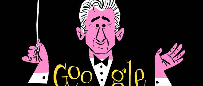 Leonard Bernstein est mis a l'honneur par Google, a l'occasion des cent ans de sa naissance.